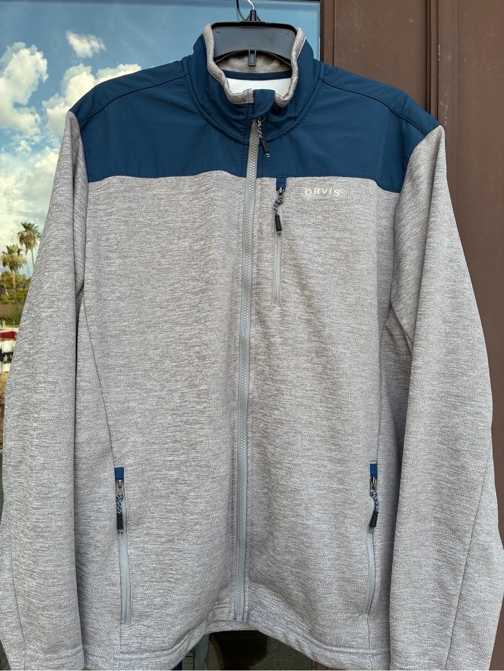 Orvis Men's Grey/Blue Full Zip Jacket L